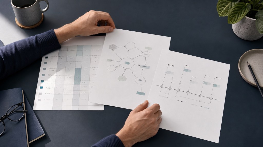 Professional arranging assessment information, a formulation map and a timeline
